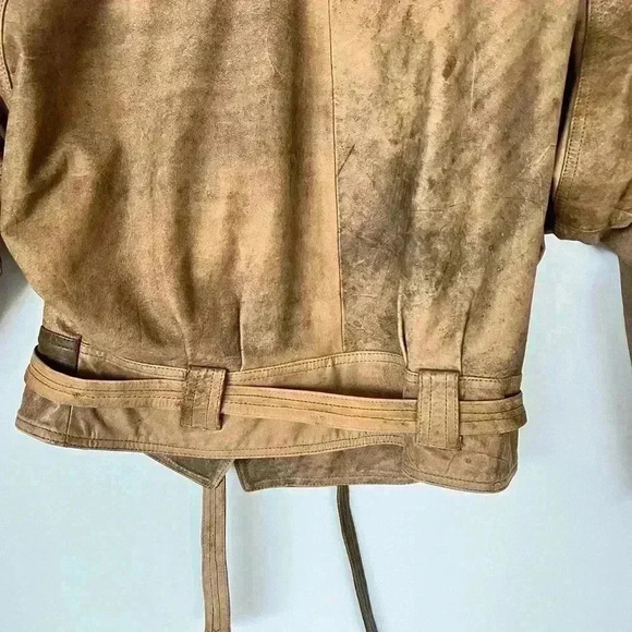 Winlit Leather Belted VTG Jacket with Shoulder Pads - Picture 9 of 13